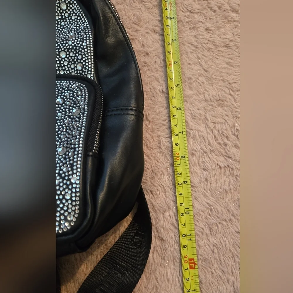 Steve Madden Black and White Dazzle Sparkle Rhinestone Backpack